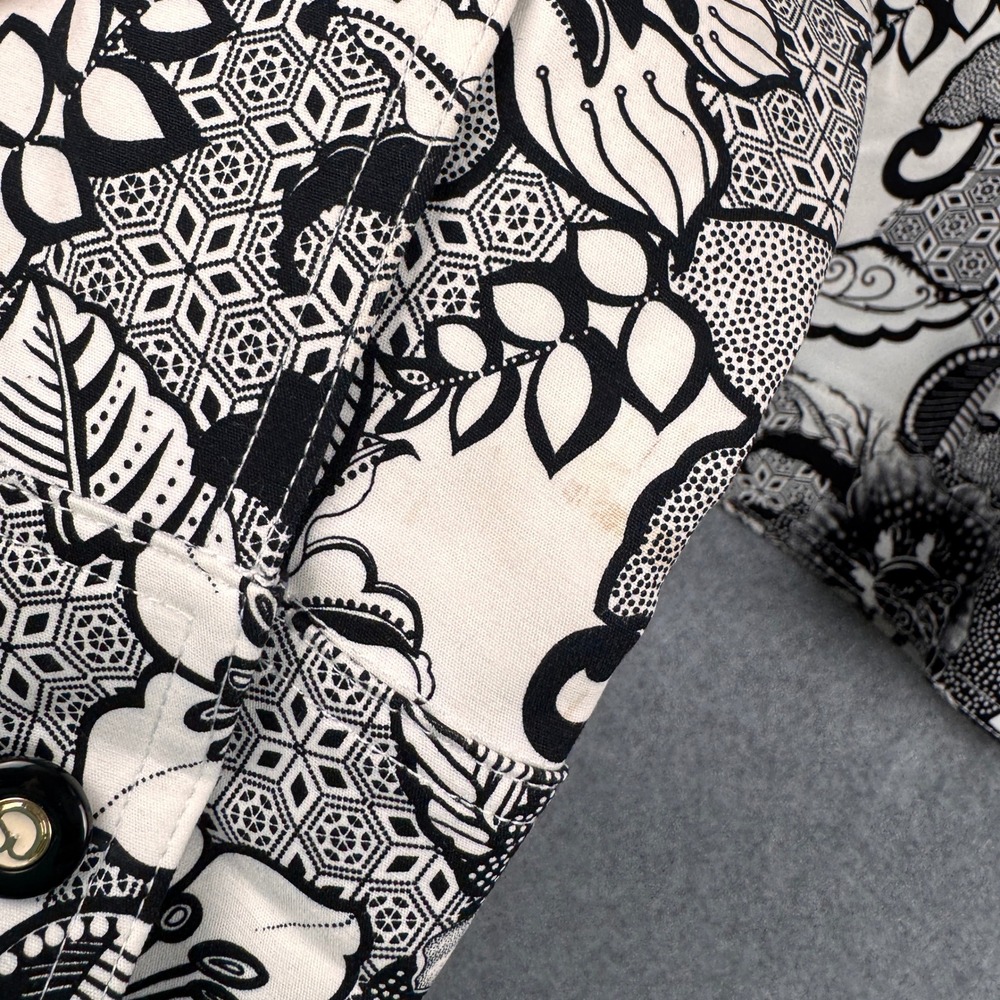 St John Sport Jacket Womens Medium Black White Floral Button Up Cotton Stretch - Picture 11 of 13